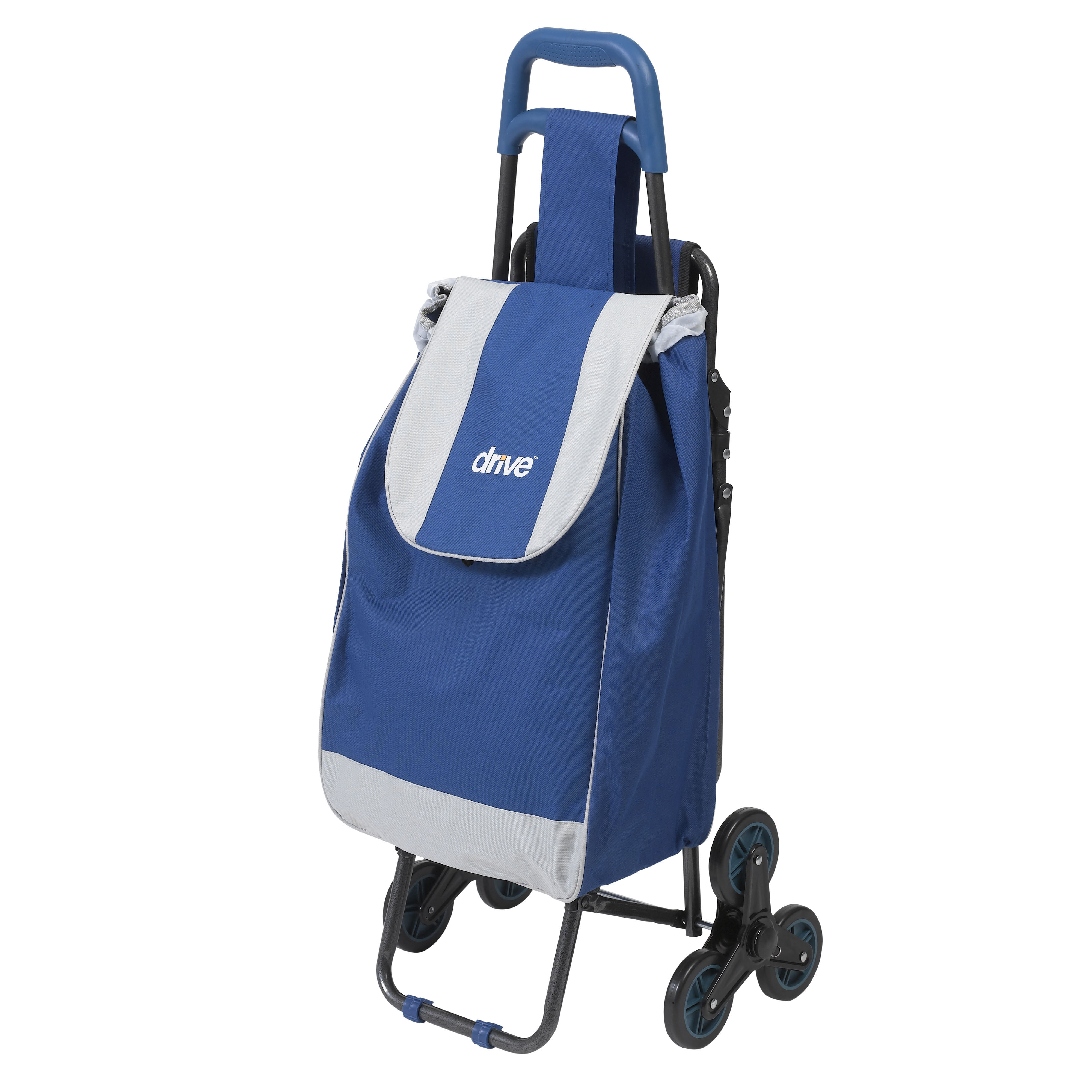 Deluxe Rolling Shopping Cart with Seat, Blue