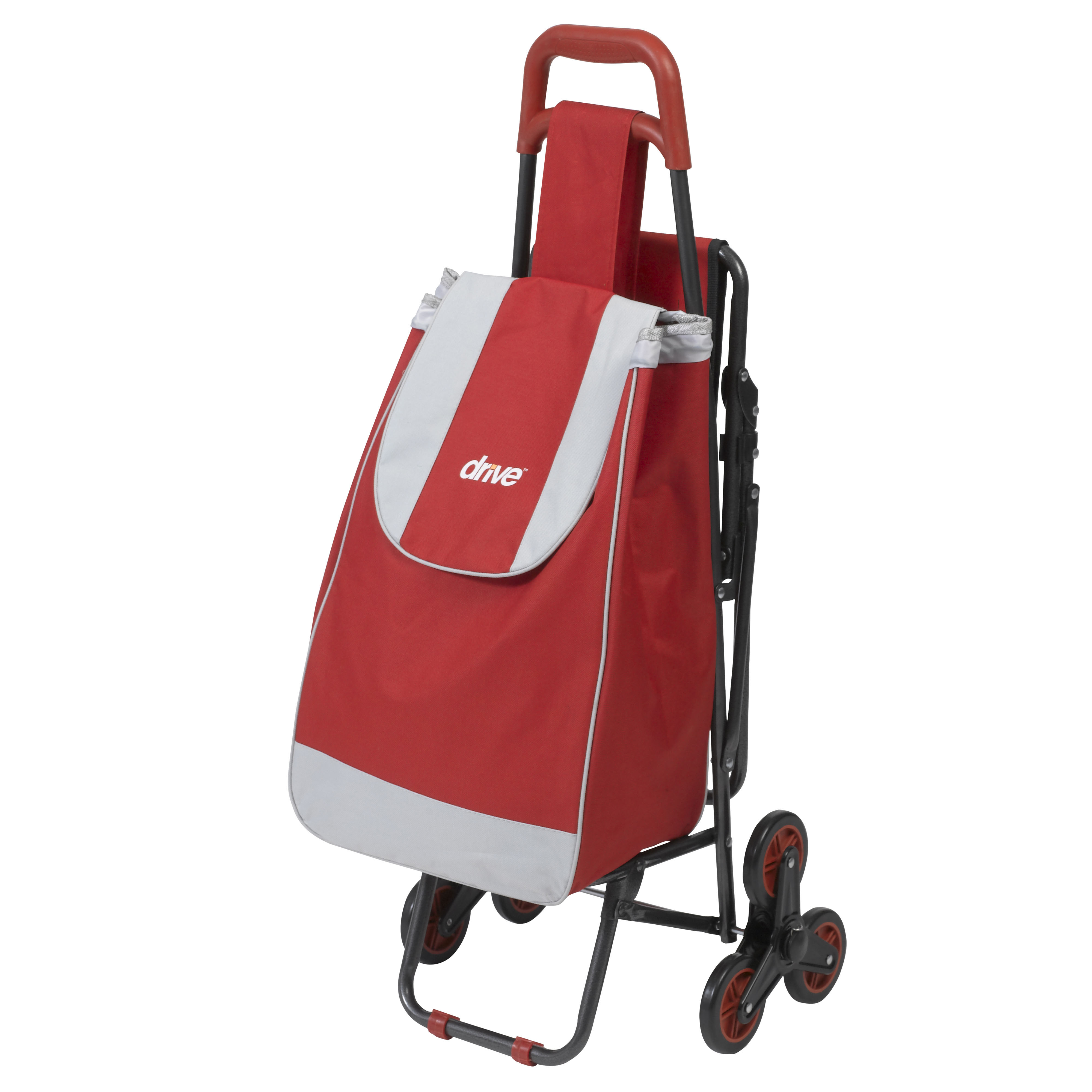 Deluxe Rolling Shopping Cart with Seat, Red